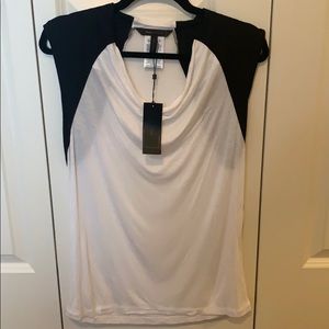 BCBGMAXARIA white and black cotton top